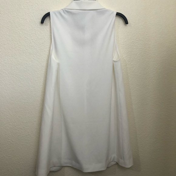 ELLE Small Sleeveless Blazer Jacket Duster Vest Collared Open Front Marshmallow - Picture 8 of 13